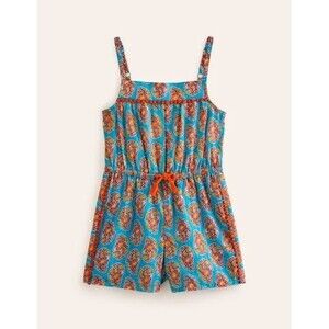 Mini Boden Toddler Girl Floral Metallic Stripes Shortall Romper Playsuit 3-4